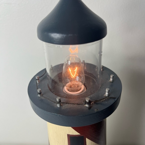 NCE Nautical Lighthouse Table Lamp Wood Coastal Beach Decor Working Light - Picture 6 of 10